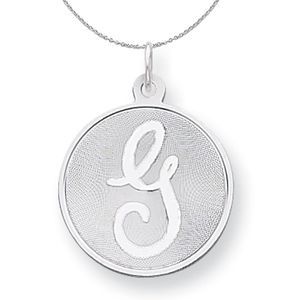 Silver, Makayla Collection, 20mm Disc Initial G Necklace - 20 In